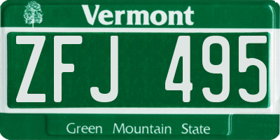 VT license plate ZFJ495