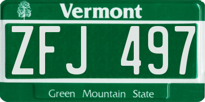 VT license plate ZFJ497