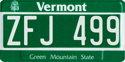 VT license plate ZFJ499