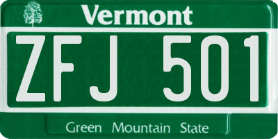 VT license plate ZFJ501