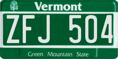 VT license plate ZFJ504