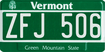 VT license plate ZFJ506