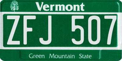 VT license plate ZFJ507