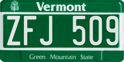 VT license plate ZFJ509