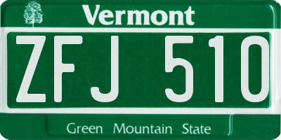 VT license plate ZFJ510