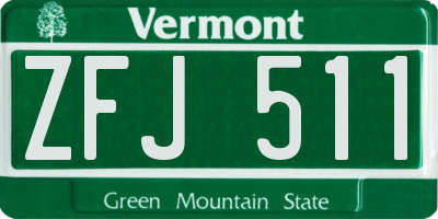VT license plate ZFJ511
