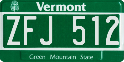 VT license plate ZFJ512