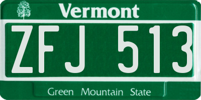 VT license plate ZFJ513