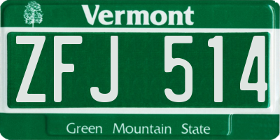VT license plate ZFJ514
