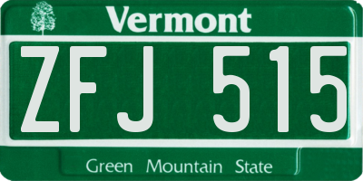 VT license plate ZFJ515