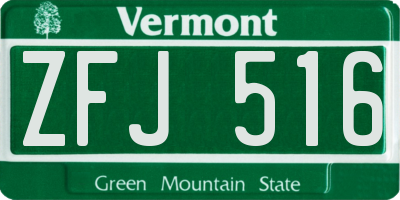 VT license plate ZFJ516
