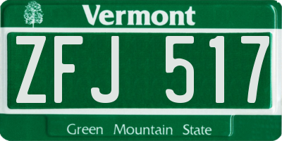 VT license plate ZFJ517