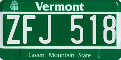 VT license plate ZFJ518