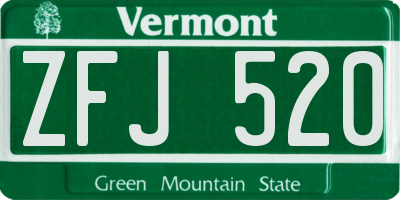 VT license plate ZFJ520