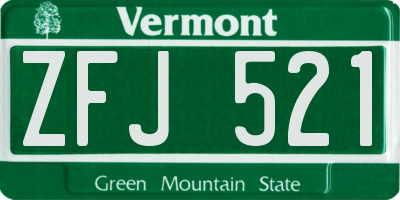 VT license plate ZFJ521