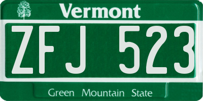 VT license plate ZFJ523