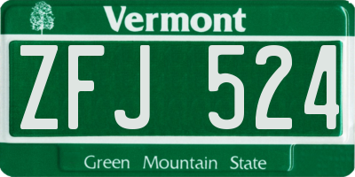 VT license plate ZFJ524