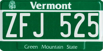 VT license plate ZFJ525