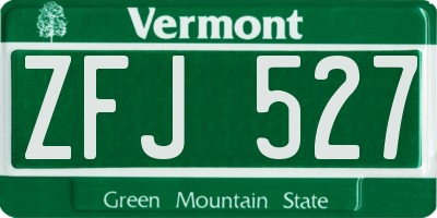 VT license plate ZFJ527