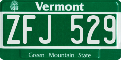 VT license plate ZFJ529