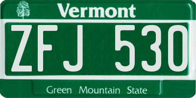 VT license plate ZFJ530