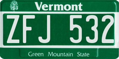 VT license plate ZFJ532