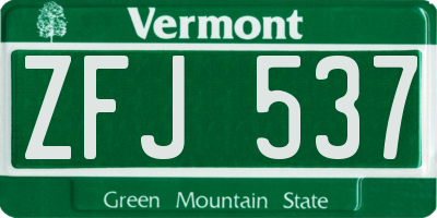 VT license plate ZFJ537