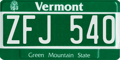 VT license plate ZFJ540