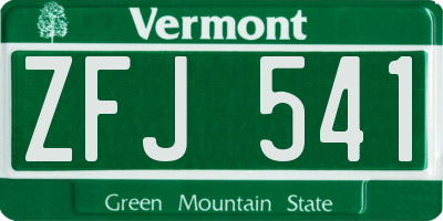 VT license plate ZFJ541