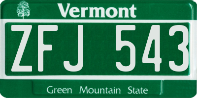 VT license plate ZFJ543