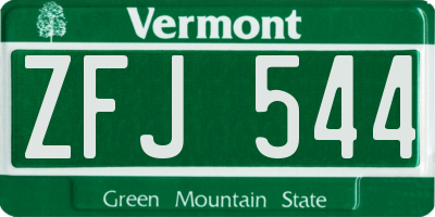 VT license plate ZFJ544