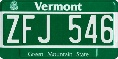 VT license plate ZFJ546