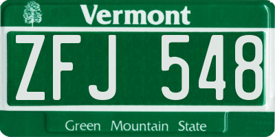 VT license plate ZFJ548