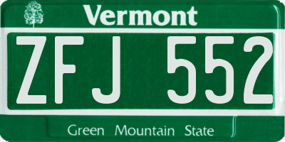 VT license plate ZFJ552