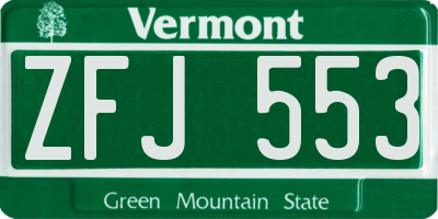 VT license plate ZFJ553