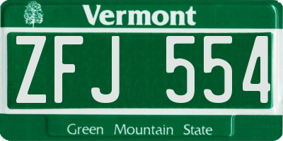 VT license plate ZFJ554