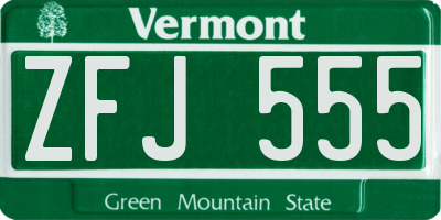 VT license plate ZFJ555