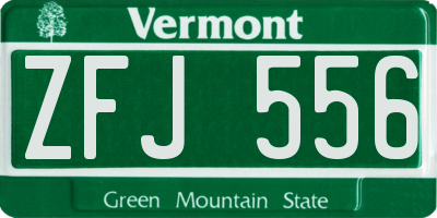VT license plate ZFJ556