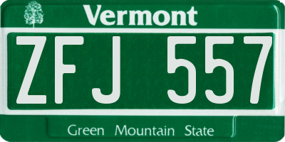 VT license plate ZFJ557