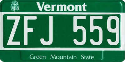 VT license plate ZFJ559