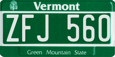 VT license plate ZFJ560