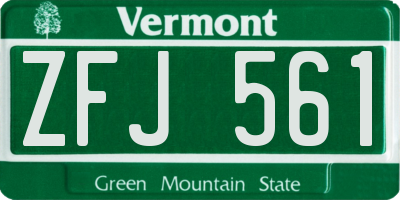 VT license plate ZFJ561