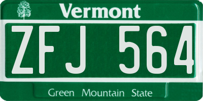 VT license plate ZFJ564