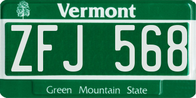 VT license plate ZFJ568