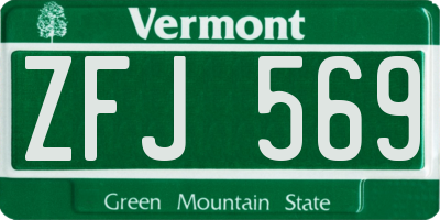 VT license plate ZFJ569