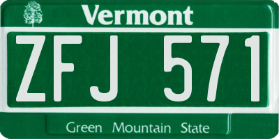 VT license plate ZFJ571