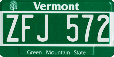 VT license plate ZFJ572