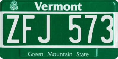 VT license plate ZFJ573