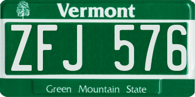 VT license plate ZFJ576