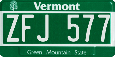 VT license plate ZFJ577